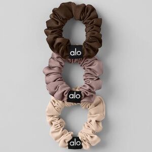 Alo Fresh Mini Scrunchie 3-pack - Macadamia / Taupe / Espresso